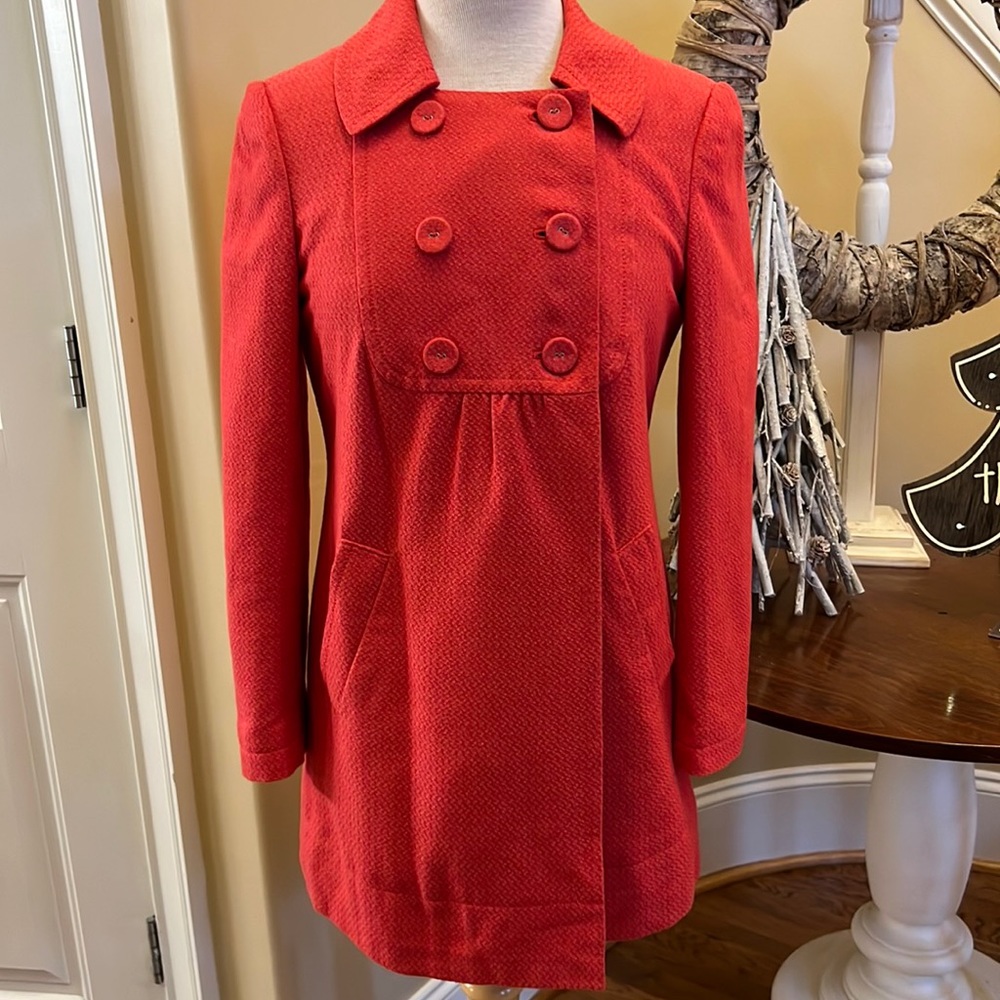 Banana republic, coral, double breasted coat small